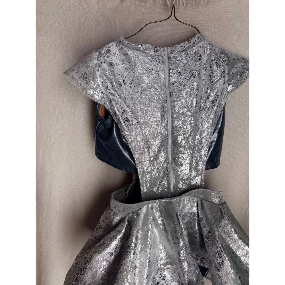 Tenth House Silver Metallic Cracked Foil Dance Costume Dress LC Kids